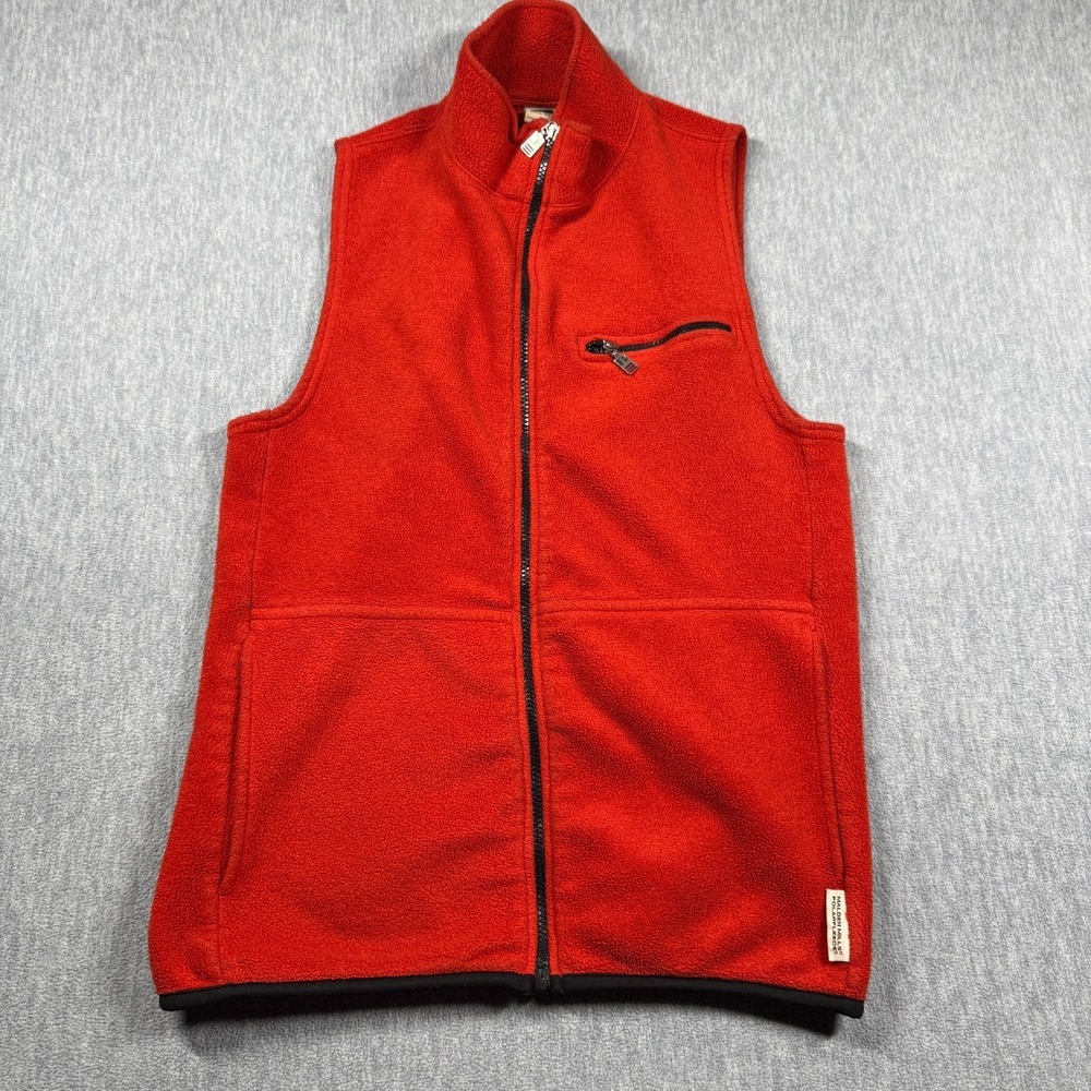 Russell Athletic Vest Men Medium Orange Full Zip Fleece Polar Fleece Mock Neck